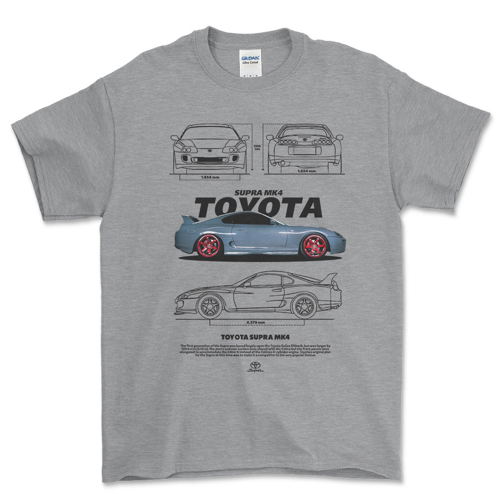 Toyota Supra MK4 - Unisex T-Shirt-Beklædning-Toyota-Grå Sport-S-Forside-Garage Culture Shop- garage - man cave - merchandise