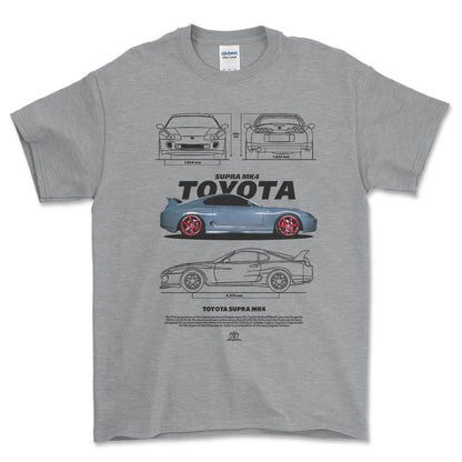 Toyota Supra MK4 - Unisex T-Shirt-Beklædning-Toyota-Grå Sport-S-Forside-Garage Culture Shop- garage - man cave - merchandise