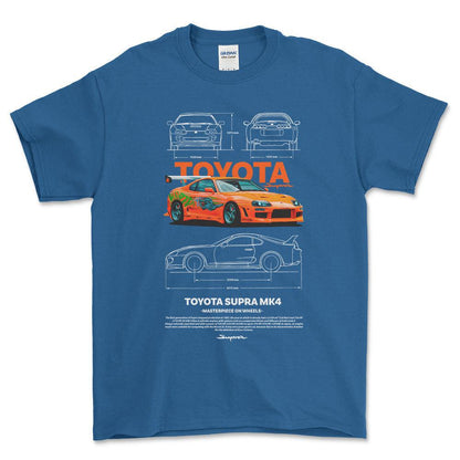 Toyota Supra MK4 - Unisex T-Shirt-Beklædning-Toyota-Blå Royal-S-Forside-Garage Culture Shop- garage - man cave - merchandise
