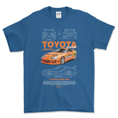 Toyota Supra MK4 - Unisex T-Shirt-Beklædning-Toyota-Blå Royal-S-Forside-Garage Culture Shop- garage - man cave - merchandise