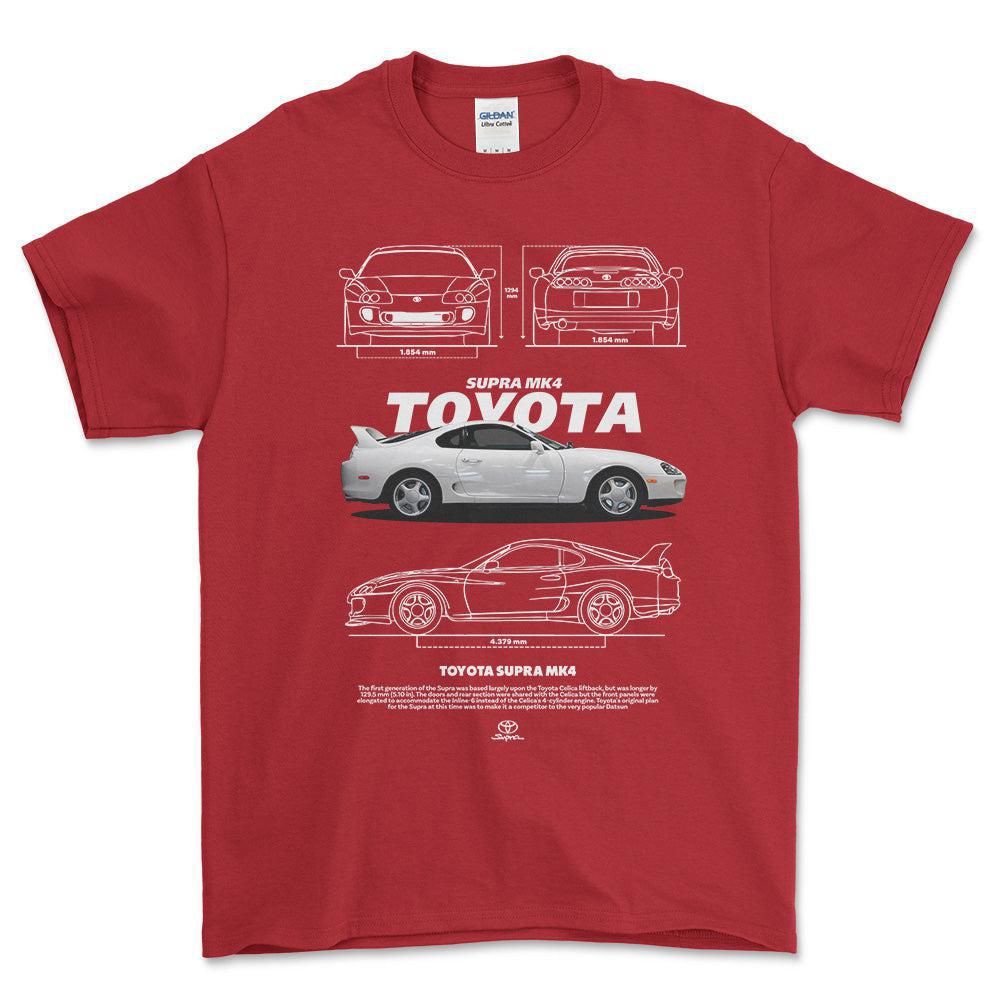 Toyota Supra MK4 - Unisex T-Shirt-Beklædning-Toyota-Rød-S-Forside-Garage Culture Shop- garage - man cave - merchandise