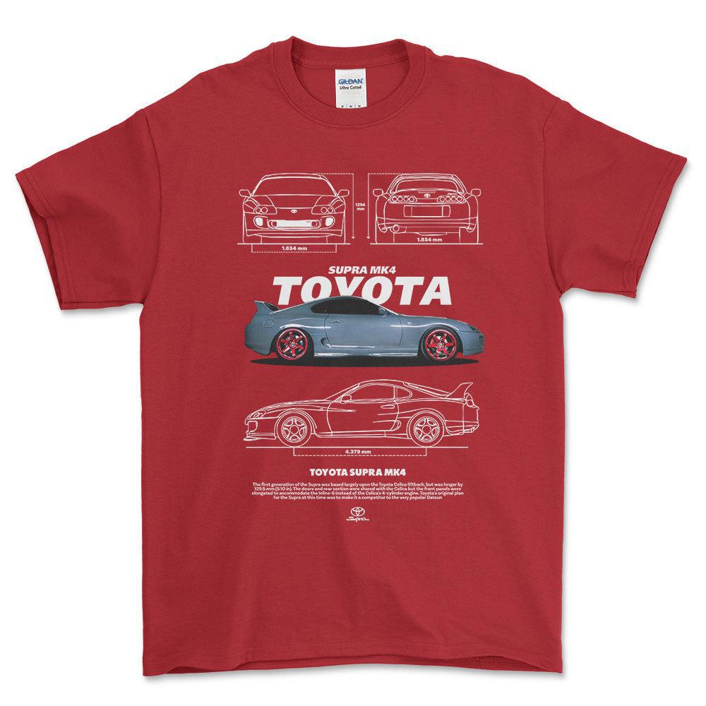 Toyota Supra MK4 - Unisex T-Shirt-Beklædning-Toyota-Rød-S-Forside-Garage Culture Shop- garage - man cave - merchandise