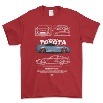 Toyota Supra MK4 - Unisex T-Shirt-Beklædning-Toyota-Rød-S-Forside-Garage Culture Shop- garage - man cave - merchandise