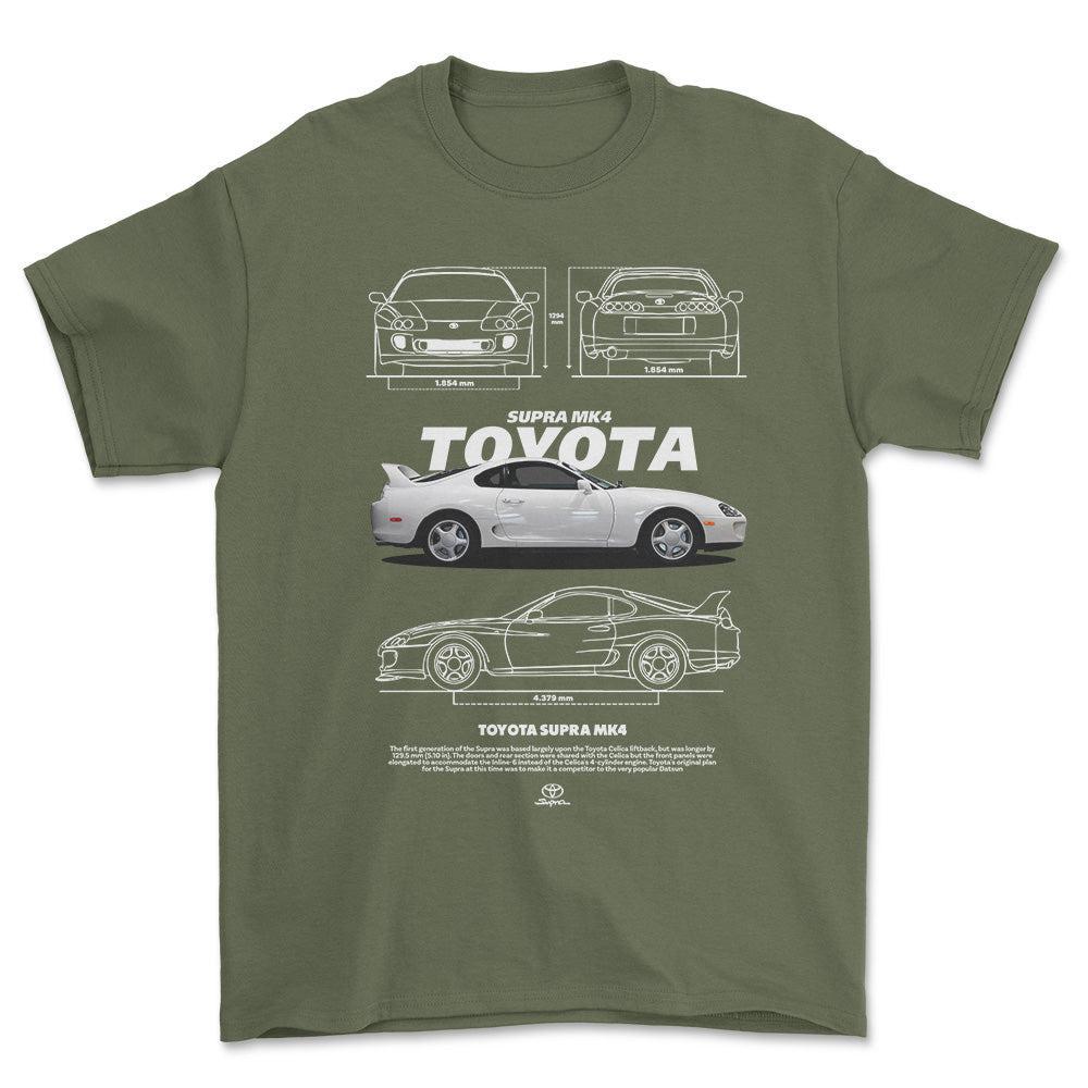 Toyota Supra MK4 - Unisex T-Shirt-Beklædning-Toyota-Grøn Militær-S-Forside-Garage Culture Shop- garage - man cave - merchandise