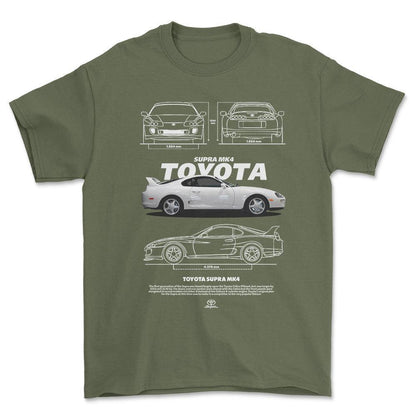 Toyota Supra MK4 - Unisex T-Shirt-Beklædning-Toyota-Grøn Militær-S-Forside-Garage Culture Shop- garage - man cave - merchandise