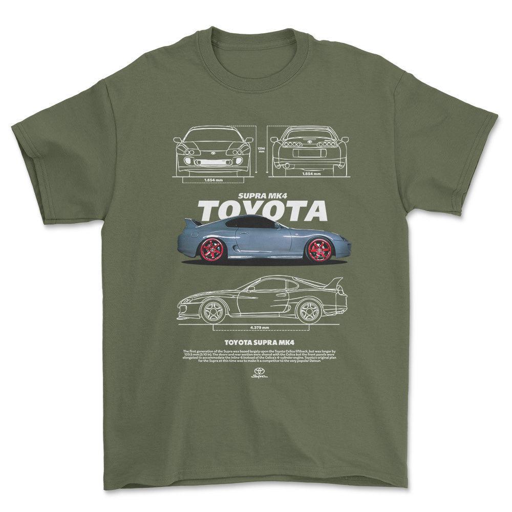 Toyota Supra MK4 - Unisex T-Shirt-Beklædning-Toyota-Grøn Militær-S-Forside-Garage Culture Shop- garage - man cave - merchandise