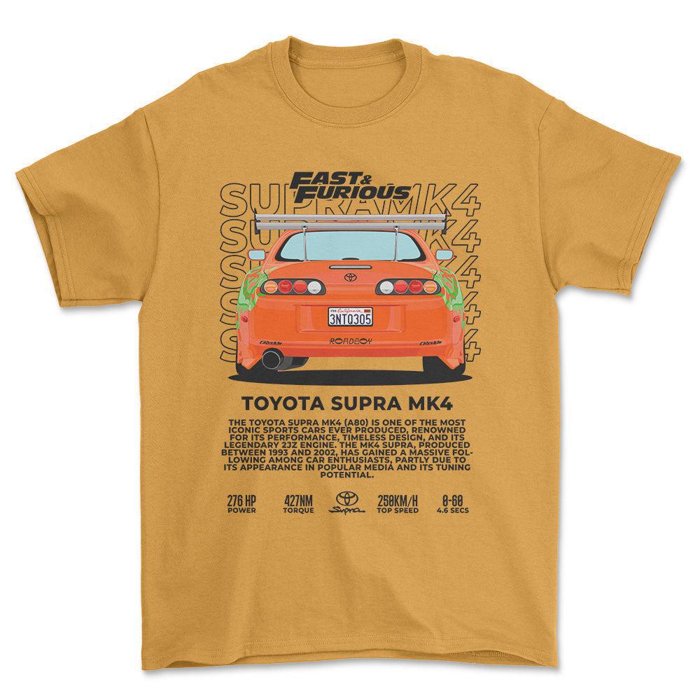 Toyota Supra MK4 - Unisex T-Shirt-Beklædning-Toyota-Guld-S-Forside-Garage Culture Shop- garage - man cave - merchandise