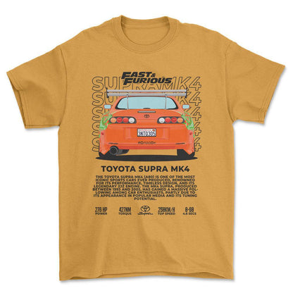 Toyota Supra MK4 - Unisex T-Shirt-Beklædning-Toyota-Guld-S-Forside-Garage Culture Shop- garage - man cave - merchandise