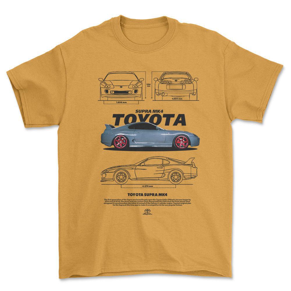 Toyota Supra MK4 - Unisex T-Shirt-Beklædning-Toyota-Guld-S-Forside-Garage Culture Shop- garage - man cave - merchandise