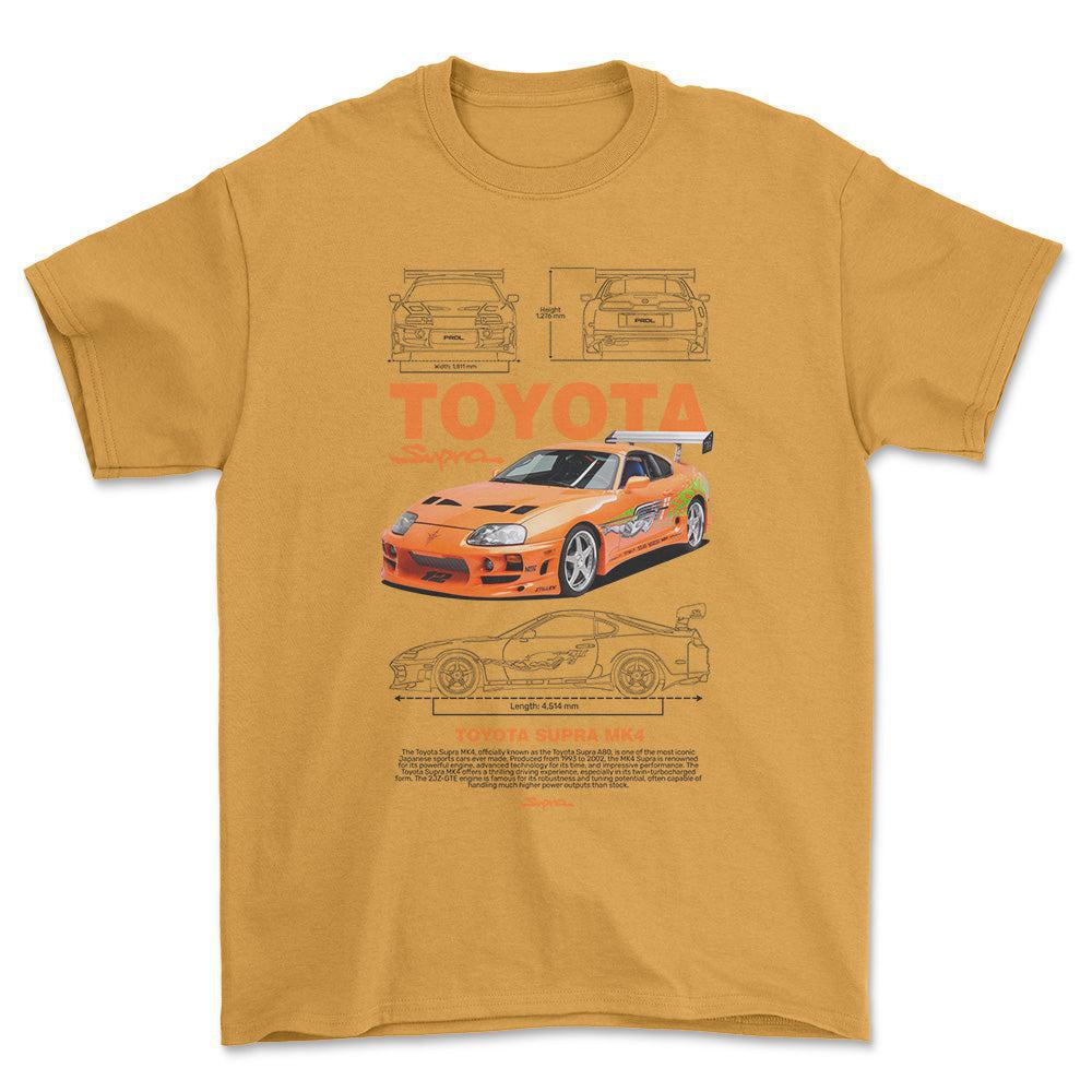Toyota Supra MK4 - Unisex T-Shirt-Beklædning-Toyota-Guld-S-Forside-Garage Culture Shop- garage - man cave - merchandise
