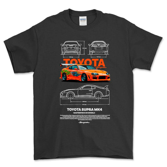 Toyota Supra MK4 - Unisex T-Shirt-Beklædning-Toyota-Sort-S-Forside-Garage Culture Shop- garage - man cave - merchandise