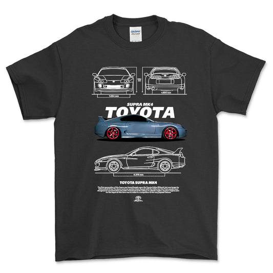 Toyota Supra MK4 - Unisex T-Shirt-Beklædning-Toyota-Sort-S-Forside-Garage Culture Shop- garage - man cave - merchandise