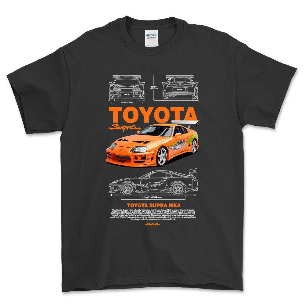 Toyota Supra MK4 - Unisex T-Shirt-Beklædning-Toyota-Sort-S-Forside-Garage Culture Shop- garage - man cave - merchandise