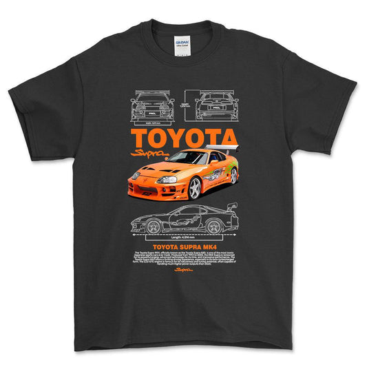 Toyota Supra MK4 - Unisex T-Shirt-Beklædning-Toyota-Sort-S-Forside-Garage Culture Shop- garage - man cave - merchandise