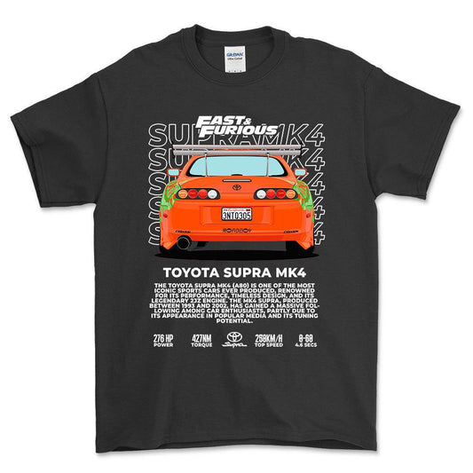 Toyota Supra MK4 - Unisex T-Shirt-Beklædning-Toyota-Sort-S-Forside-Garage Culture Shop- garage - man cave - merchandise