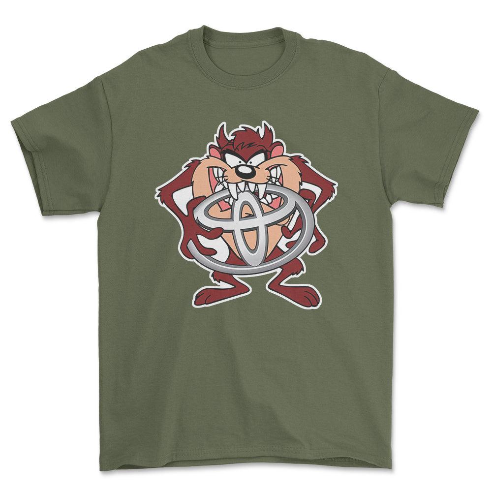 Toyota TAZ Unisex T-Shirt , Bomuld-Beklædning-Toyota-Grøn Militær-S-Forside-Garage Culture Shop- garage - man cave - merchandise