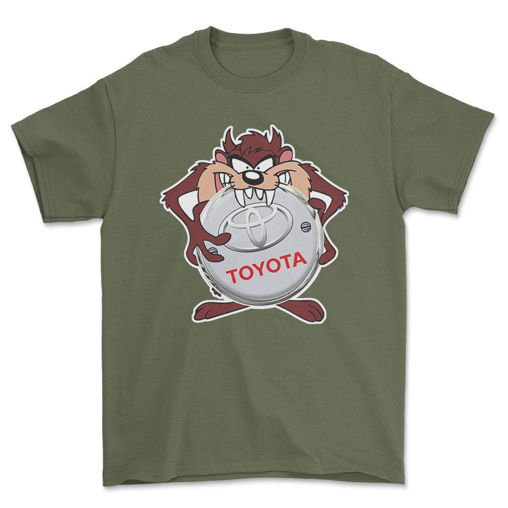 Toyota TAZ Unisex T-Shirt , Bomuld-Beklædning-Toyota-Grøn Militær-S-Forside-Garage Culture Shop- garage - man cave - merchandise