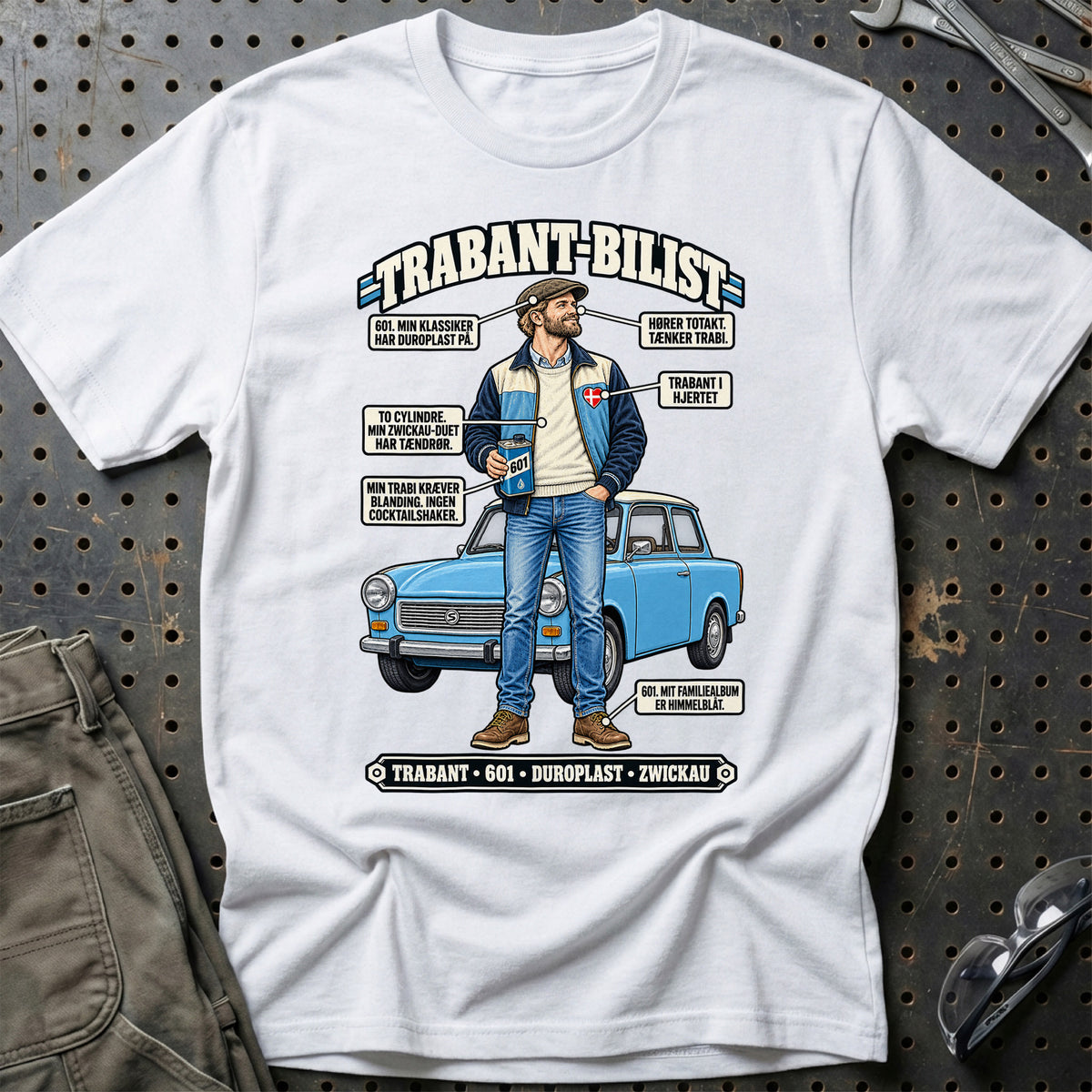 
Trabant-Bilist T-Shirt – Hvid