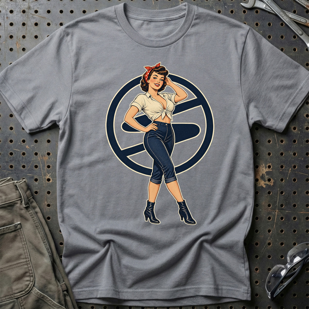 Trabant Retro Pinup T-Shirt-Beklædning-Trabant-Grå Sport-S-Garage Culture Shop- garage - man cave - merchandise