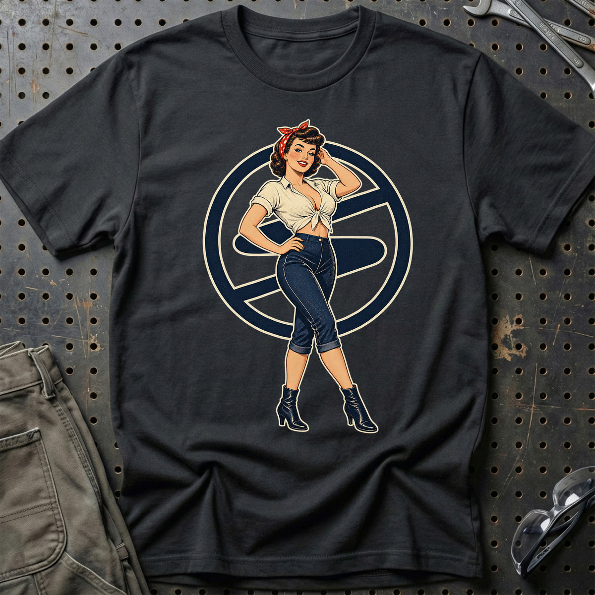 Trabant Retro Pinup T-Shirt-Beklædning-Trabant-Sort-S-Garage Culture Shop- garage - man cave - merchandise