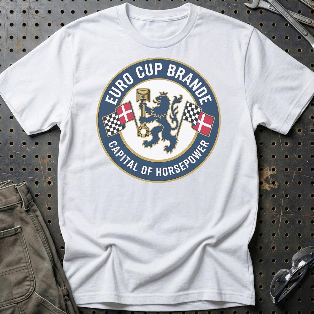 Tractor Pulling Cup Brande Capital Of Horsepower - Unisex T-Shirt , Bomuld-Beklædning-Garage Culture-Hvid-S-Garage Culture Shop- garage - man cave - merchandise