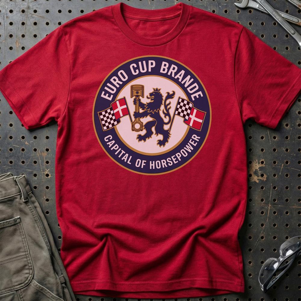 Tractor Pulling Cup Brande Capital Of Horsepower - Unisex T-Shirt , Bomuld-Beklædning-Garage Culture-Rød-S-Garage Culture Shop- garage - man cave - merchandise