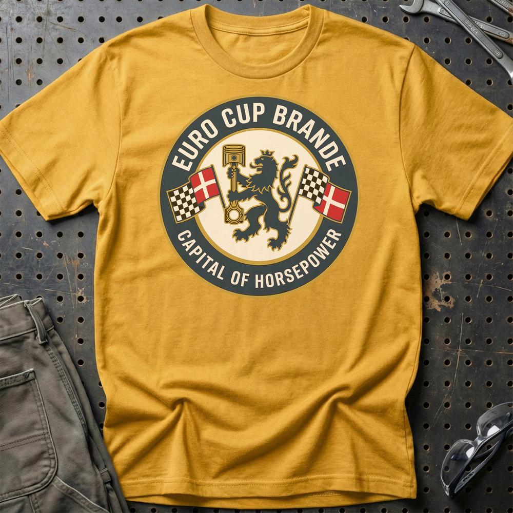 Tractor Pulling Cup Brande Capital Of Horsepower - Unisex T-Shirt , Bomuld-Beklædning-Garage Culture-Guld-S-Garage Culture Shop- garage - man cave - merchandise