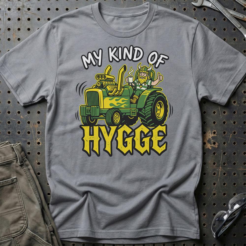 Tractor Pulling My Kind Of Hygge - Unisex T-Shirt , Bomuld-Beklædning-Garage Culture-Grå Sport-S-Garage Culture Shop- garage - man cave - merchandise