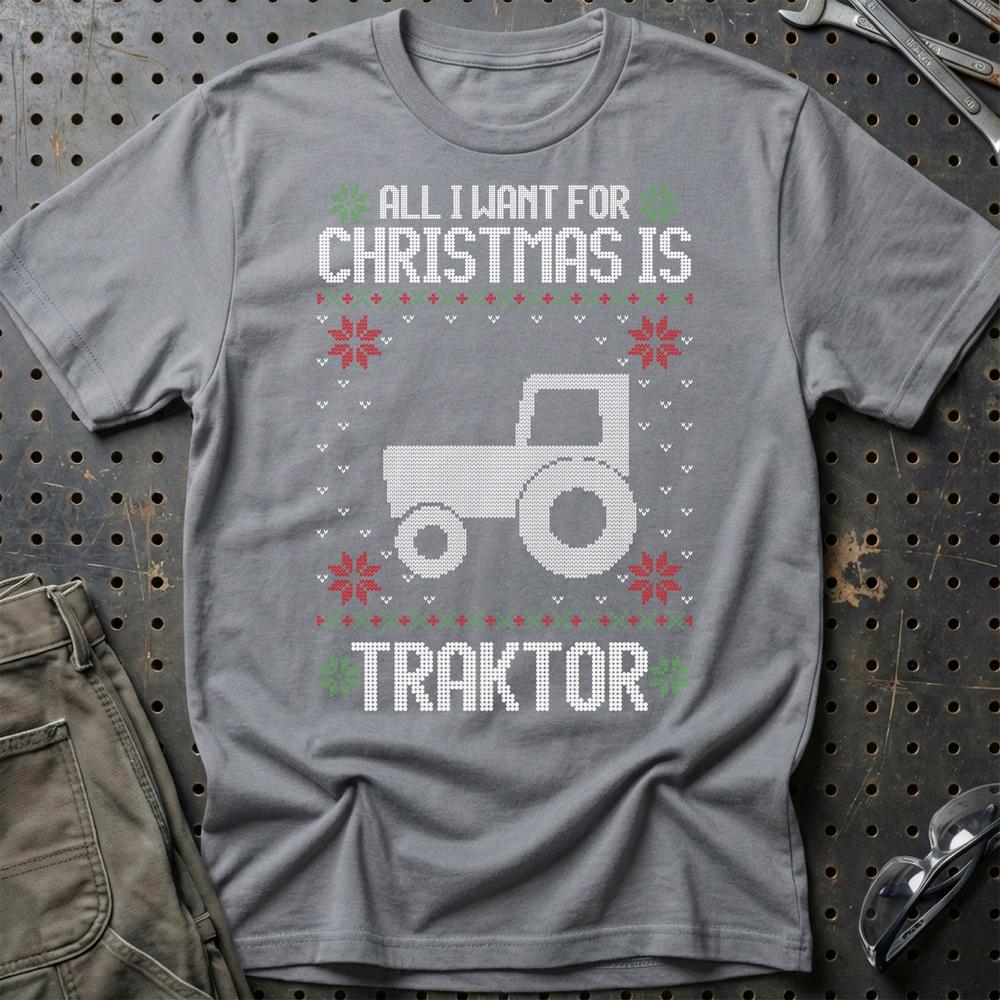 Traktor - All I Want For Christmas T-Shirt-Beklædning-Traktor-Grå Sport-S-Garage Culture Shop- garage - man cave - merchandise