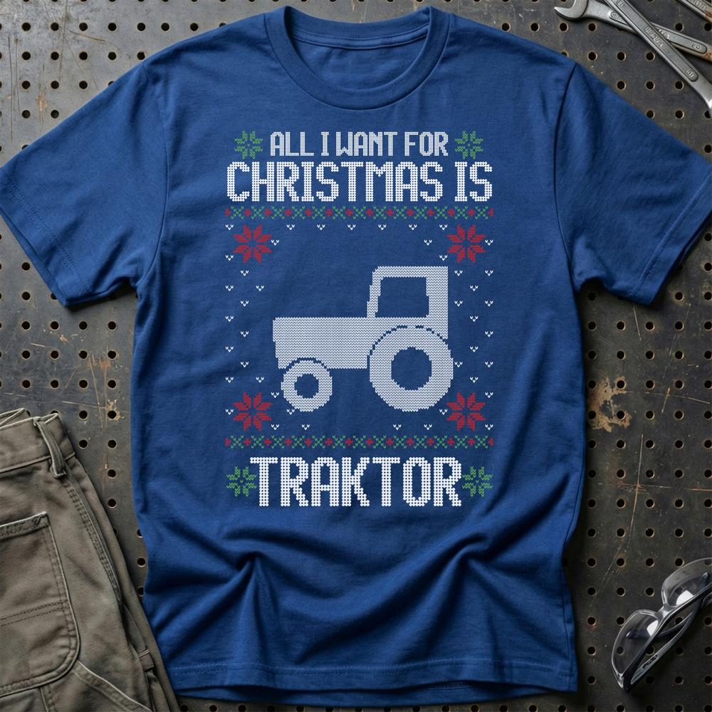 Traktor - All I Want For Christmas T-Shirt-Beklædning-Traktor-Blå Royal-S-Garage Culture Shop- garage - man cave - merchandise