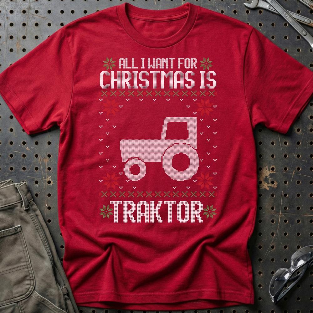Traktor - All I Want For Christmas T-Shirt-Beklædning-Traktor-Rød-S-Garage Culture Shop- garage - man cave - merchandise