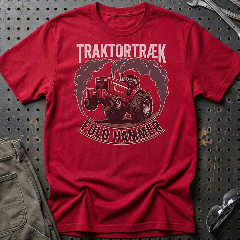 Traktortræk Fuld Hammer - Unisex T-Shirt , Bomuld-Beklædning-Garage Culture-Rød-S-Garage Culture Shop- garage - man cave - merchandise