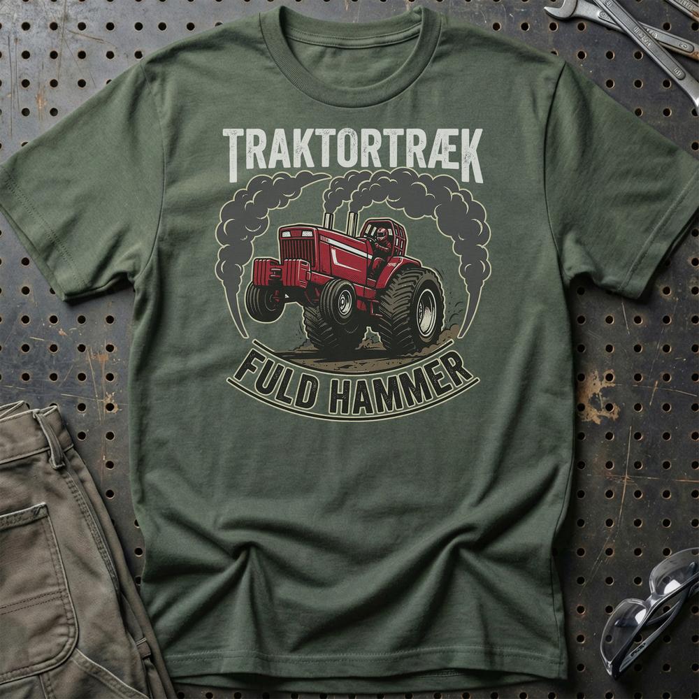 Traktortræk Fuld Hammer - Unisex T-Shirt , Bomuld-Beklædning-Garage Culture-Grøn Militær-S-Garage Culture Shop- garage - man cave - merchandise