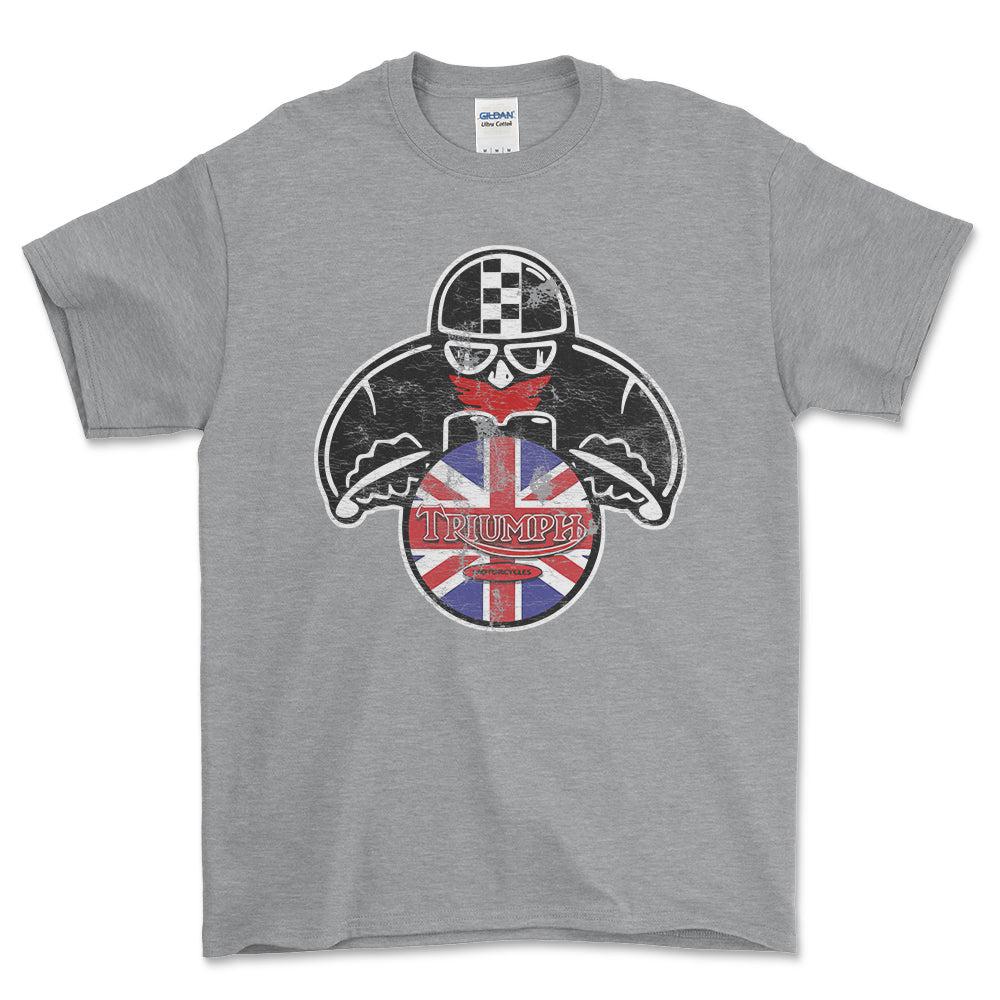 Triumph Biker Vintage Style Unisex T-Shirt , Bomuld-Beklædning-Triumph-Grå Sport-S-Forside-Garage Culture Shop- garage - man cave - merchandise