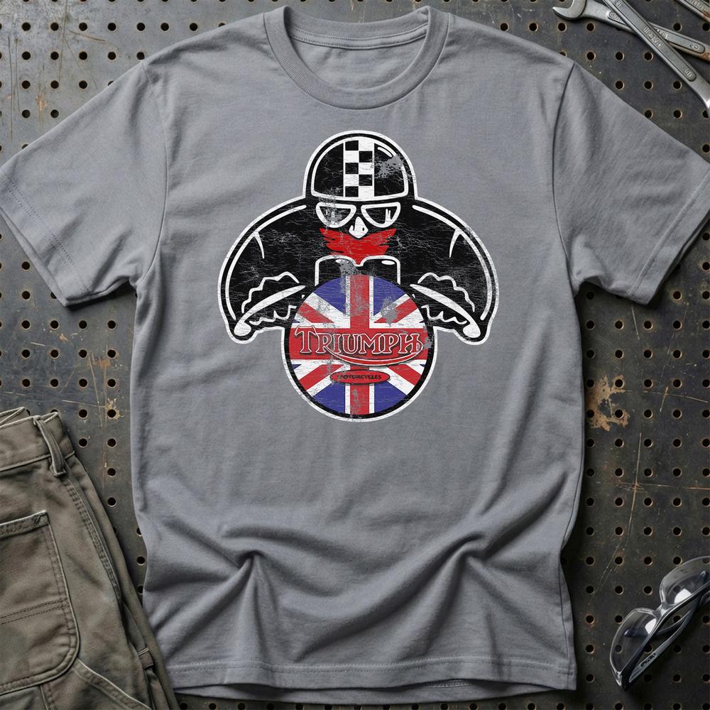 Triumph Biker Vintage Style Unisex T-Shirt , Bomuld-Beklædning-Triumph-Grå Sport-S-Garage Culture Shop- garage - man cave - merchandise