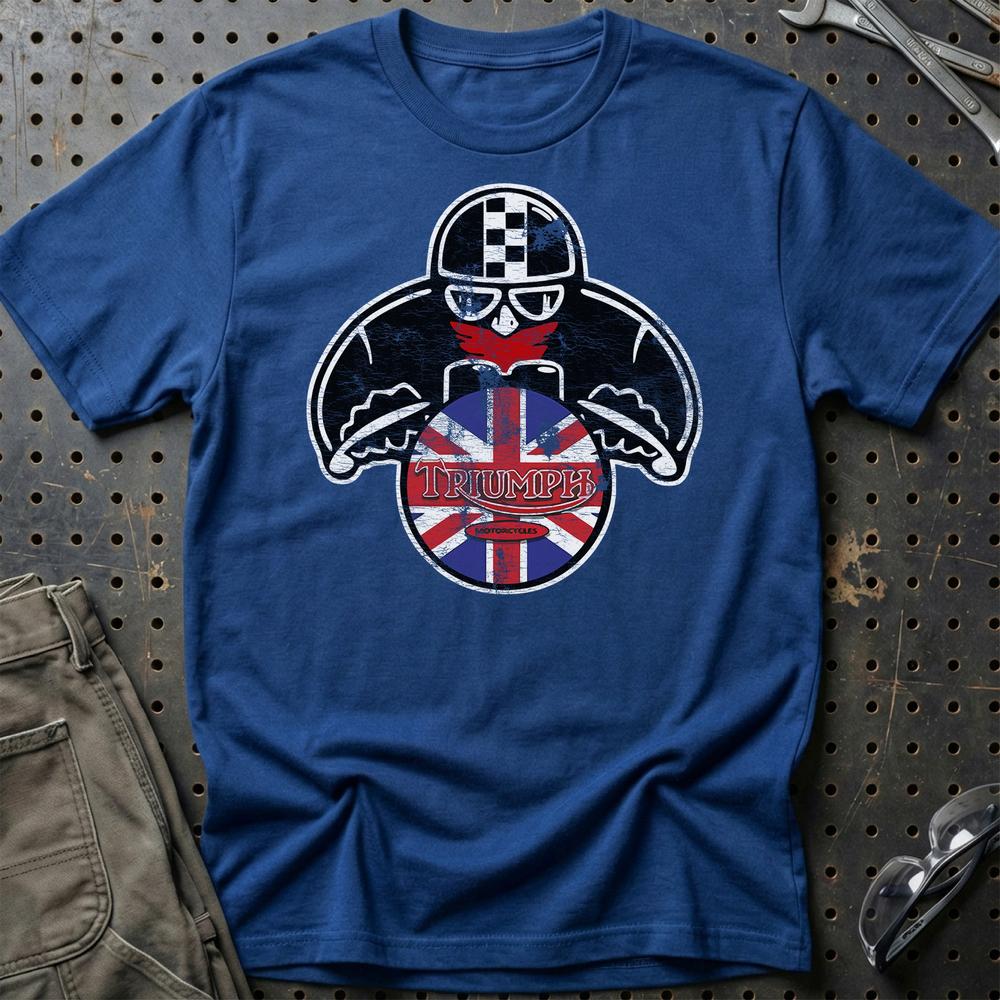 Triumph Biker Vintage Style Unisex T-Shirt , Bomuld-Beklædning-Triumph-Blå Royal-S-Garage Culture Shop- garage - man cave - merchandise