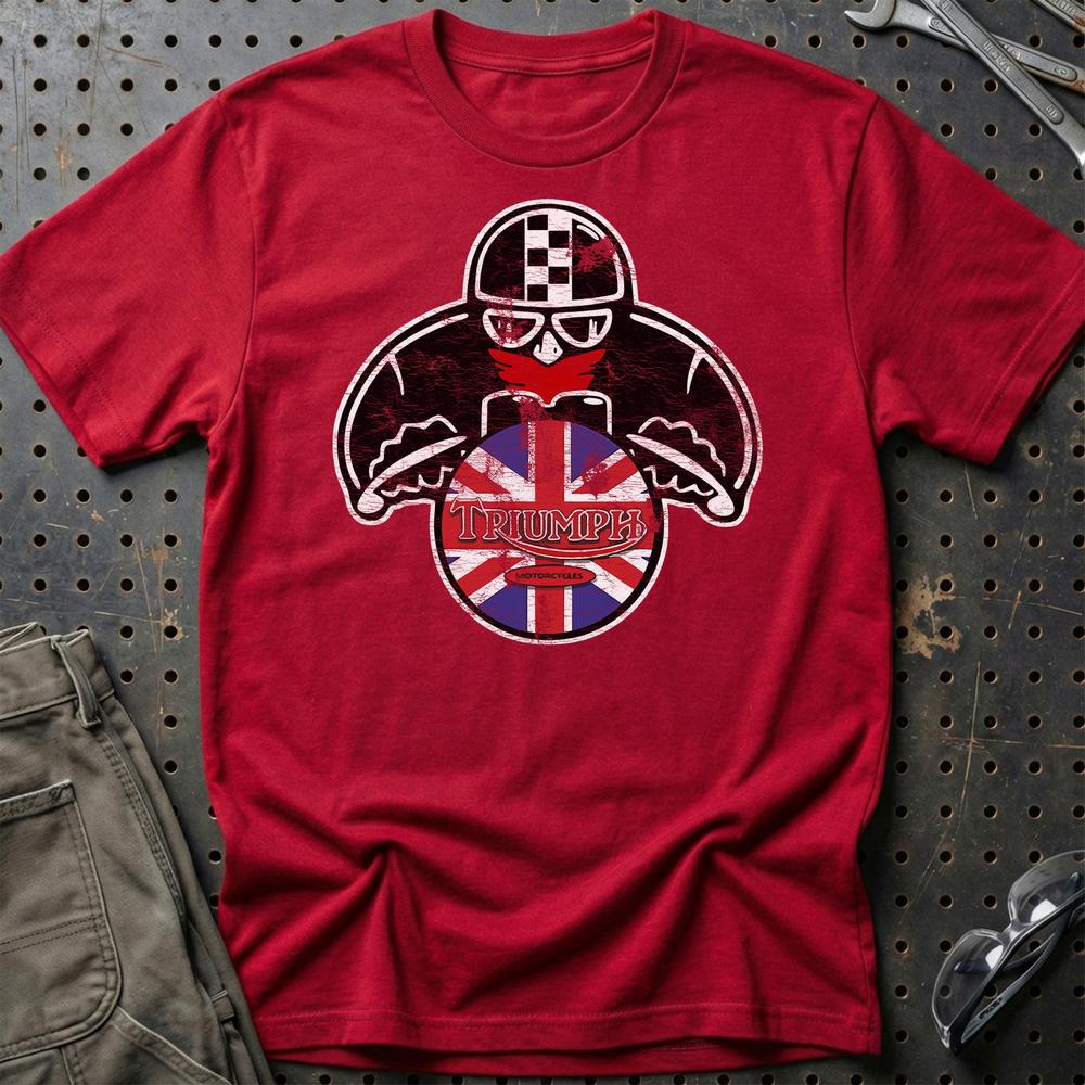 Triumph Biker Vintage Style Unisex T-Shirt , Bomuld-Beklædning-Triumph-Rød-S-Garage Culture Shop- garage - man cave - merchandise