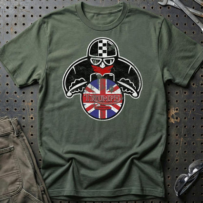 Triumph Biker Vintage Style Unisex T-Shirt , Bomuld-Beklædning-Triumph-Grøn Militær-S-Garage Culture Shop- garage - man cave - merchandise