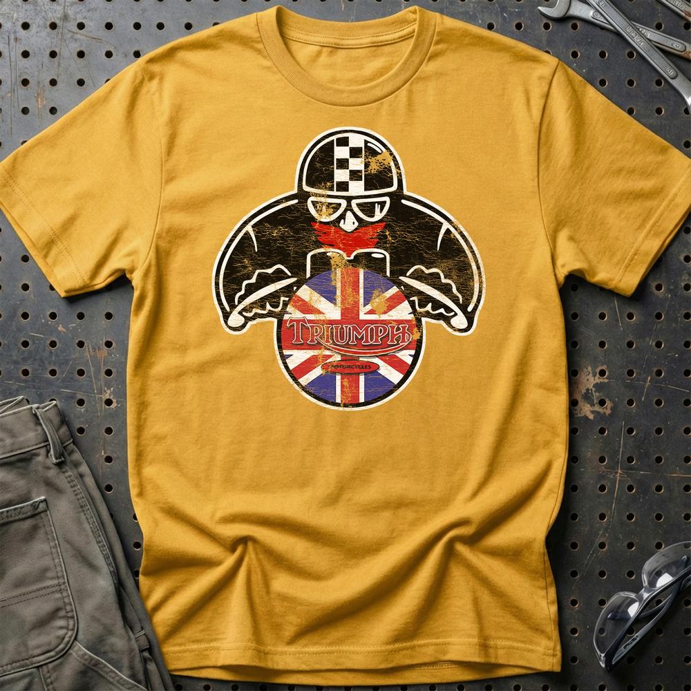 Triumph Biker Vintage Style Unisex T-Shirt , Bomuld-Beklædning-Triumph-Guld-S-Garage Culture Shop- garage - man cave - merchandise