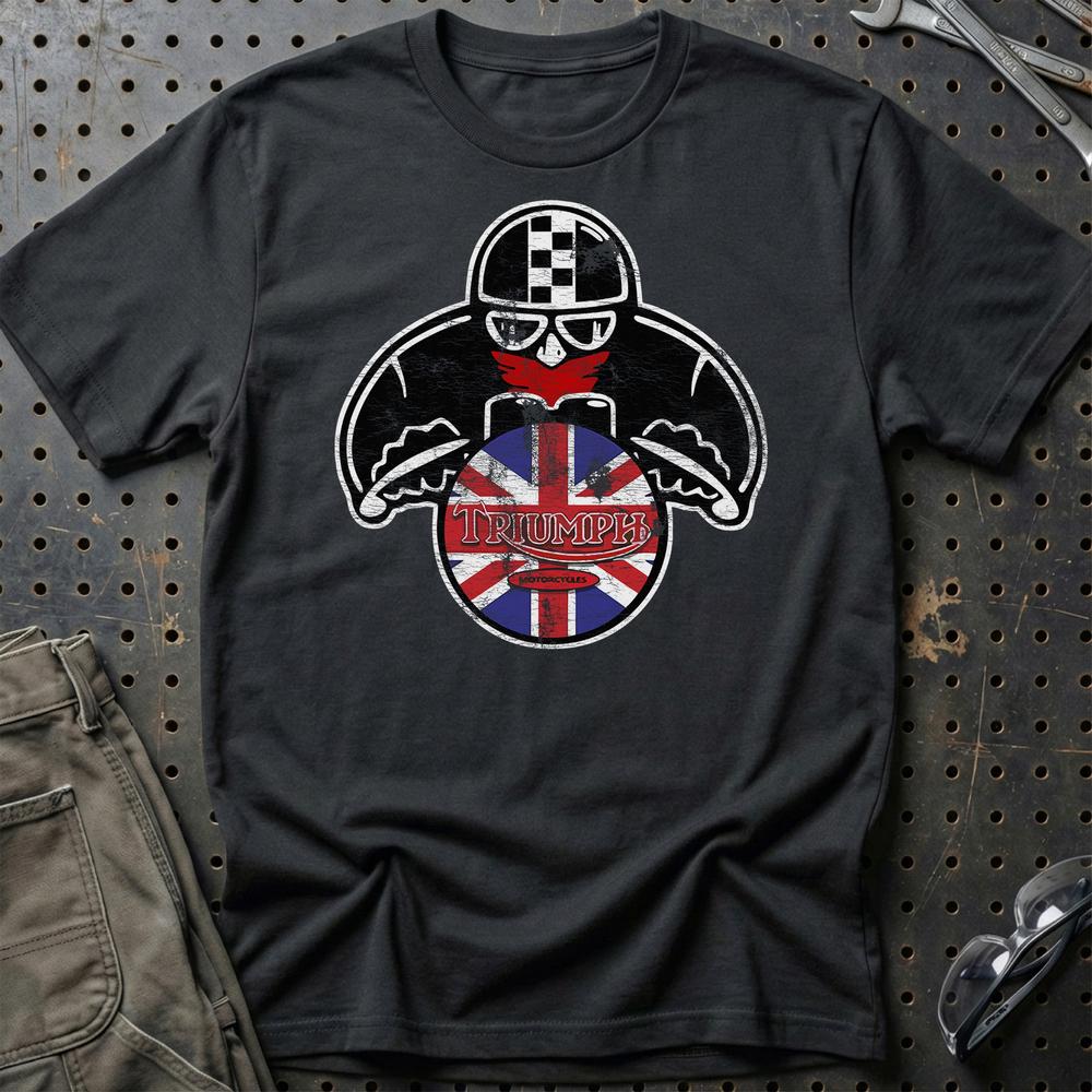 Triumph Biker Vintage Style Unisex T-Shirt , Bomuld-Beklædning-Triumph-Sort-S-Garage Culture Shop- garage - man cave - merchandise