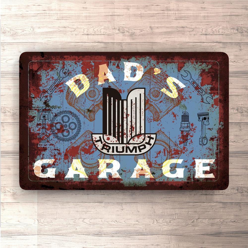 Triumph Dads Garage Vintage Skilte, Musemåtte, Dørmåtte , Plakat-Skilte-Triumph-Garage Culture Shop- garage - man cave - merchandise