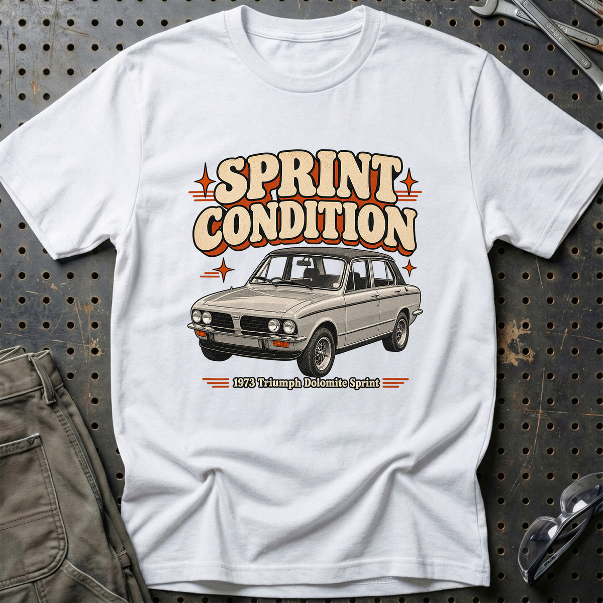 
Triumph Dolomite Sprint 1973 – Sprint Condition T-Shirt – Hvid