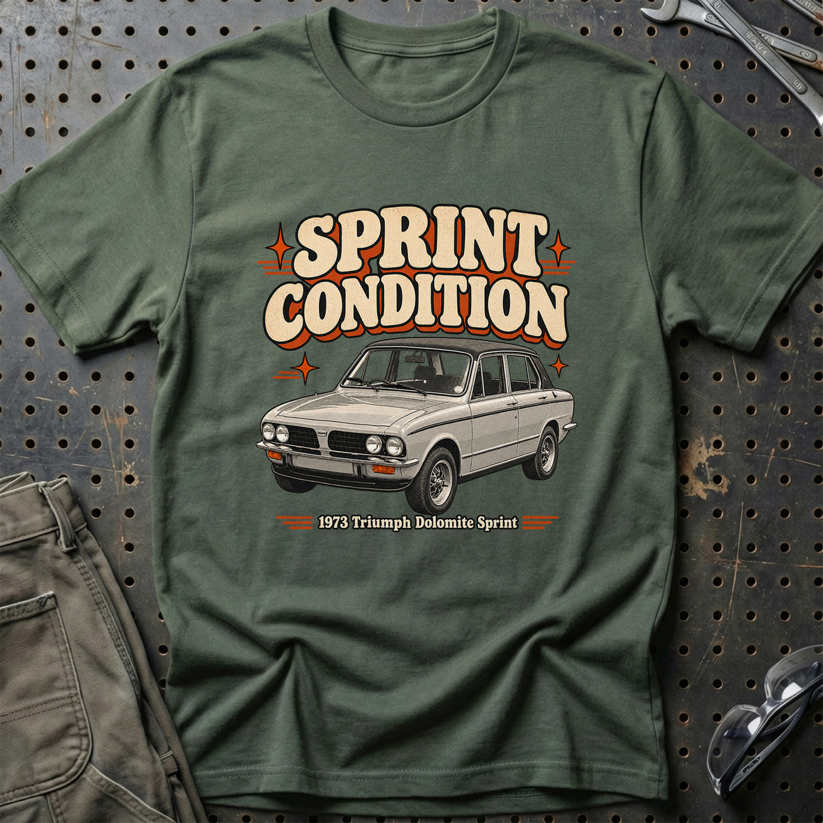 
Triumph Dolomite Sprint 1973 – Sprint Condition T-Shirt – Grøn Militær
