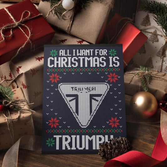 Triumph Juleskilte All I Want For Christmas Is Skilte, Musemåtte, Dørmåtte , Plakat-Skilte-Triumph-Garage Culture Shop- garage - man cave - merchandise