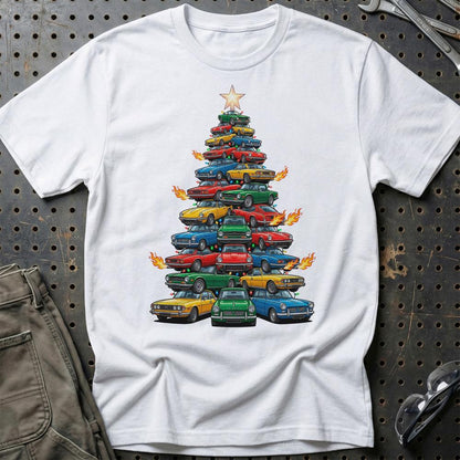 Triumph Juletræ Christmas Tree - Unisex T-Shirt-Beklædning-Triumph-Hvid-S-Garage Culture Shop- garage - man cave - merchandise