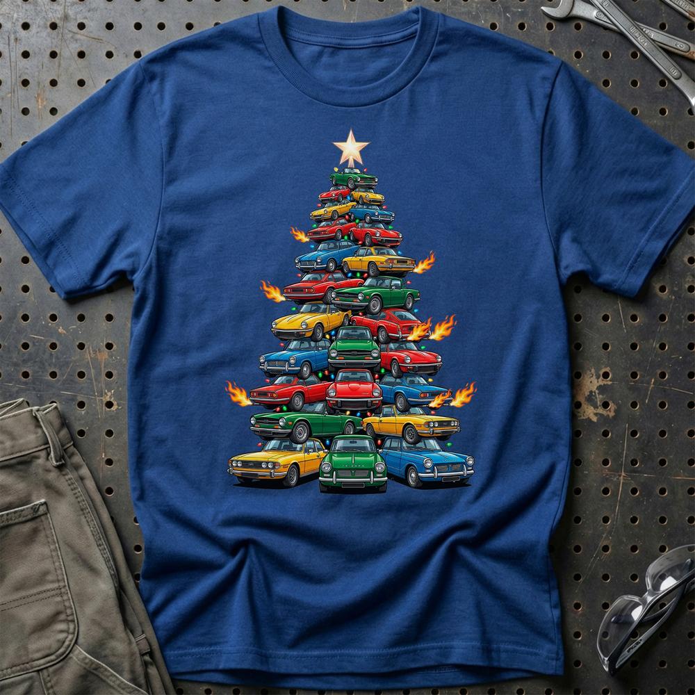 Triumph Juletræ Christmas Tree - Unisex T-Shirt-Beklædning-Triumph-Blå Royal-S-Garage Culture Shop- garage - man cave - merchandise