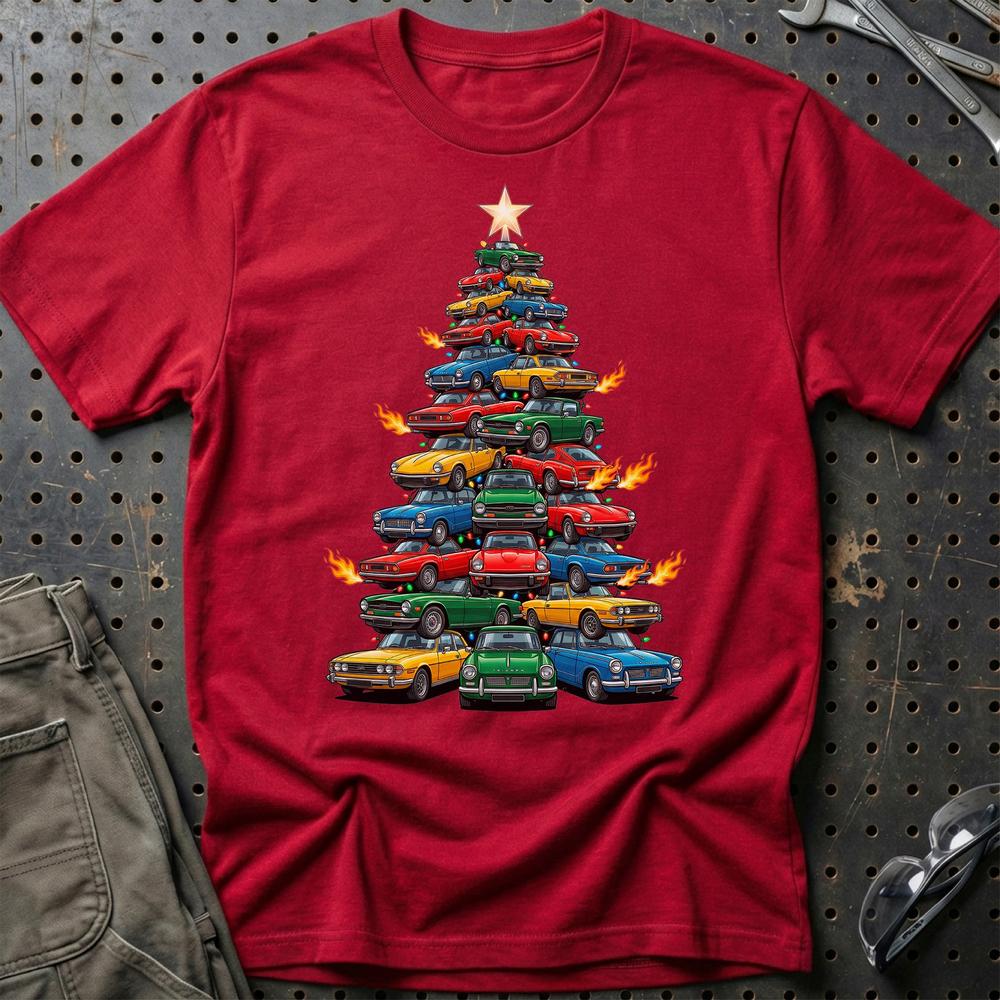 Triumph Juletræ Christmas Tree - Unisex T-Shirt-Beklædning-Triumph-Rød-S-Garage Culture Shop- garage - man cave - merchandise