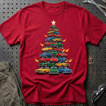 Triumph Juletræ Christmas Tree - Unisex T-Shirt-Beklædning-Triumph-Rød-S-Garage Culture Shop- garage - man cave - merchandise