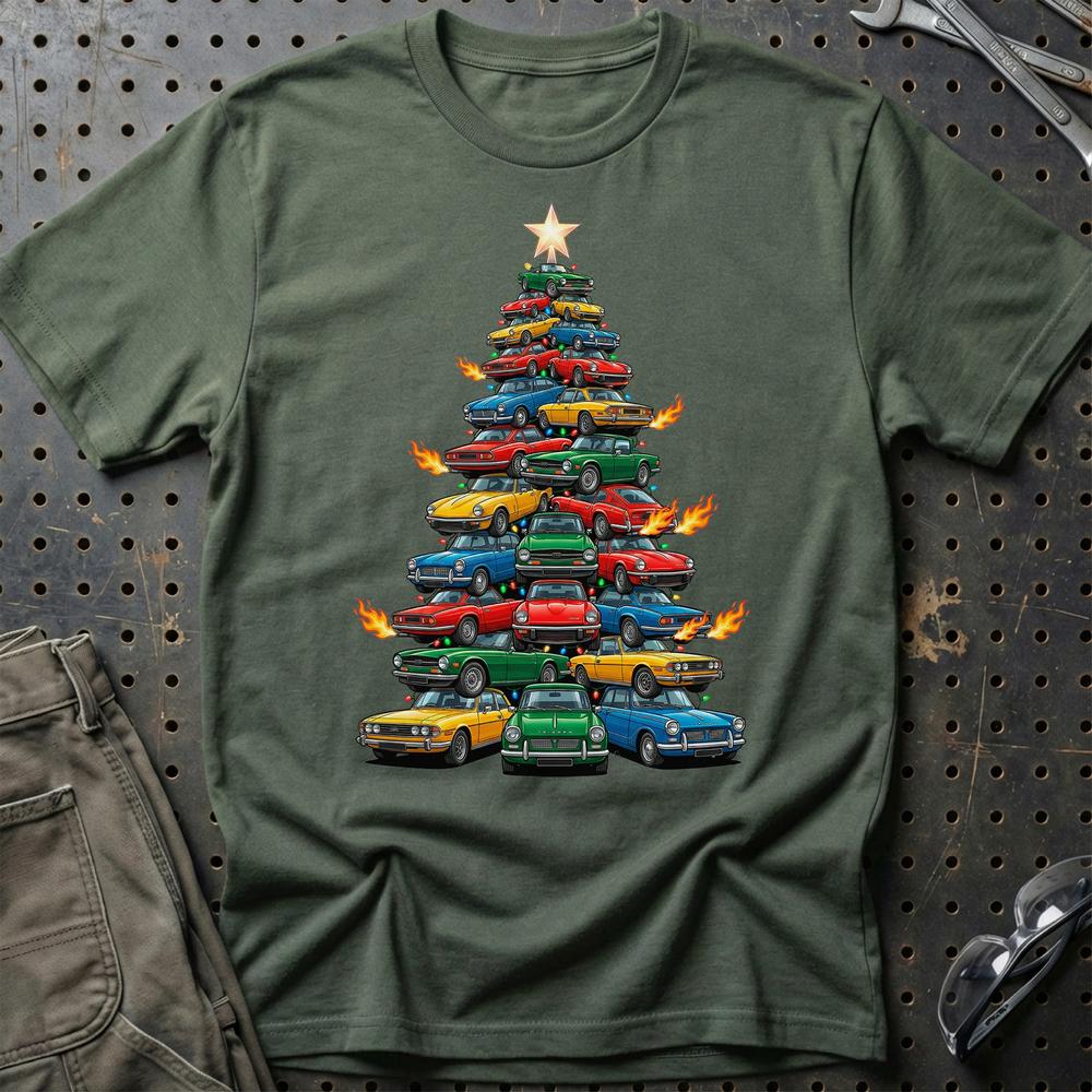 Triumph Juletræ Christmas Tree - Unisex T-Shirt-Beklædning-Triumph-Grøn Militær-S-Garage Culture Shop- garage - man cave - merchandise