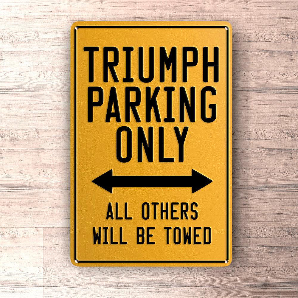 Triumph Parking Only Skilte, Musemåtte, Dørmåtte-Parking skilte-Triumph-Garage Culture Shop- garage - man cave - merchandise